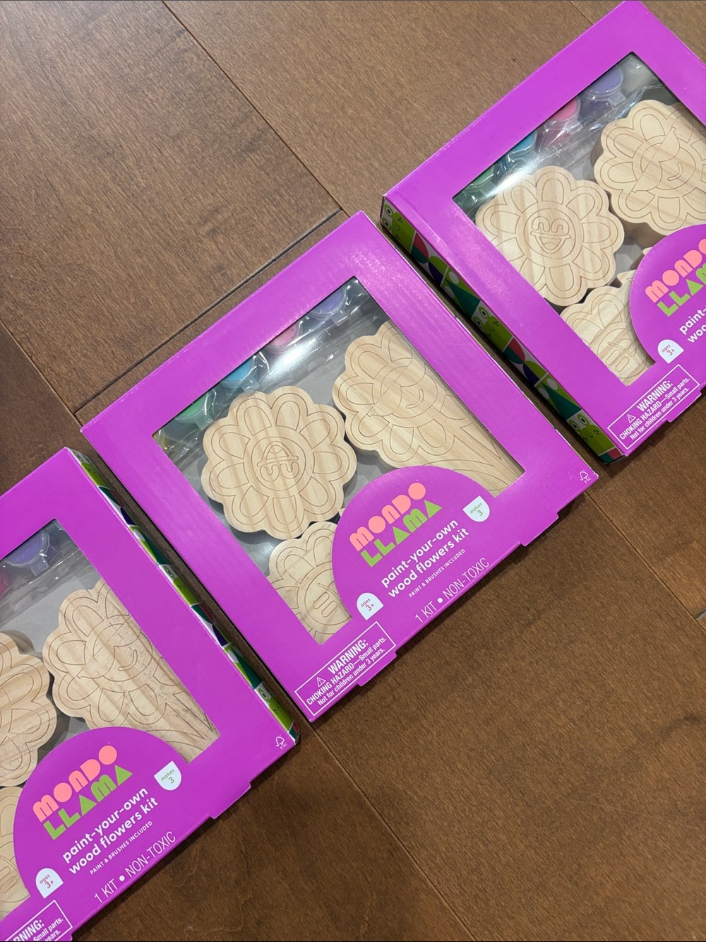 3 Mondo Llama Paint-Your-Own Wooden Flower Kits